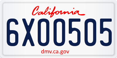 CA license plate 6XOO505