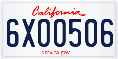 CA license plate 6XOO506