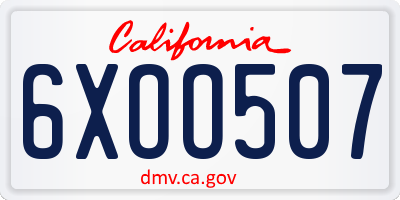 CA license plate 6XOO507