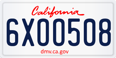 CA license plate 6XOO508