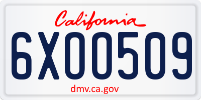 CA license plate 6XOO509