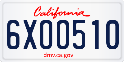 CA license plate 6XOO510