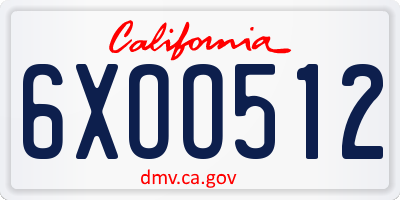 CA license plate 6XOO512