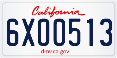 CA license plate 6XOO513
