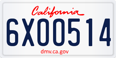 CA license plate 6XOO514