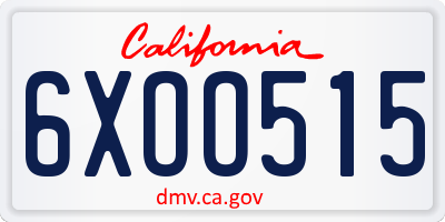 CA license plate 6XOO515