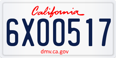 CA license plate 6XOO517