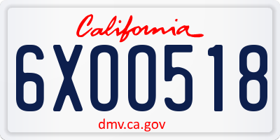 CA license plate 6XOO518