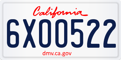 CA license plate 6XOO522