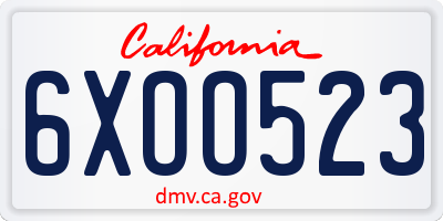 CA license plate 6XOO523