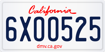 CA license plate 6XOO525