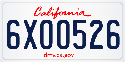 CA license plate 6XOO526