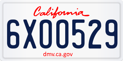 CA license plate 6XOO529