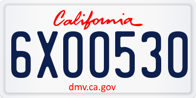 CA license plate 6XOO530