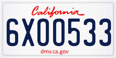 CA license plate 6XOO533