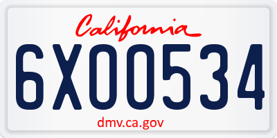 CA license plate 6XOO534