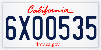 CA license plate 6XOO535
