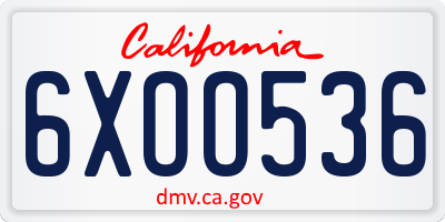 CA license plate 6XOO536