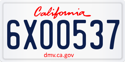 CA license plate 6XOO537