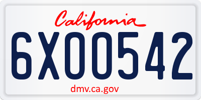 CA license plate 6XOO542