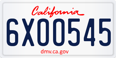 CA license plate 6XOO545
