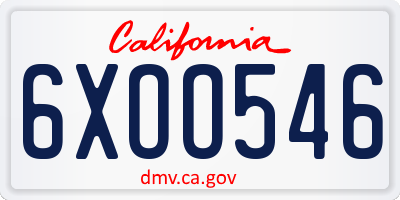 CA license plate 6XOO546