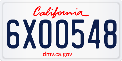 CA license plate 6XOO548