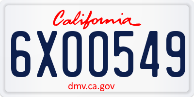 CA license plate 6XOO549