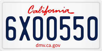 CA license plate 6XOO550