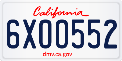 CA license plate 6XOO552