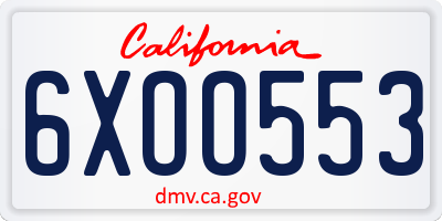 CA license plate 6XOO553