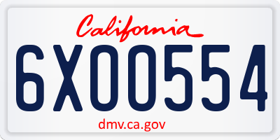 CA license plate 6XOO554