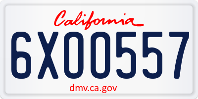 CA license plate 6XOO557