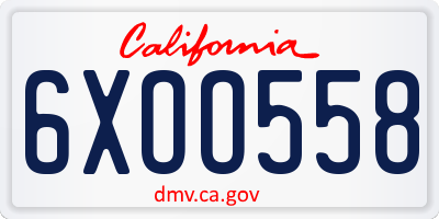 CA license plate 6XOO558