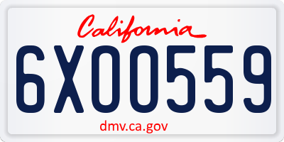 CA license plate 6XOO559