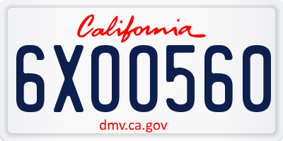 CA license plate 6XOO560