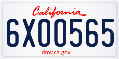 CA license plate 6XOO565