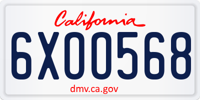 CA license plate 6XOO568