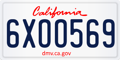 CA license plate 6XOO569