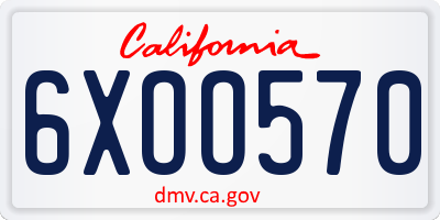 CA license plate 6XOO570