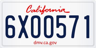 CA license plate 6XOO571