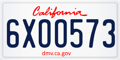 CA license plate 6XOO573