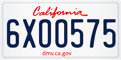 CA license plate 6XOO575