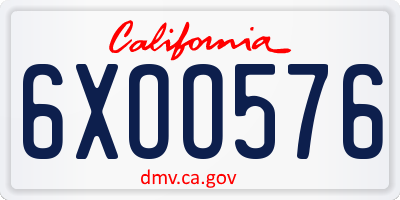 CA license plate 6XOO576