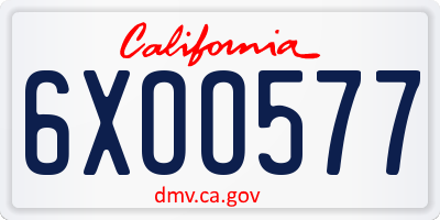 CA license plate 6XOO577