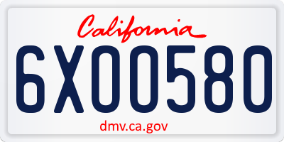 CA license plate 6XOO580