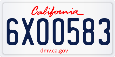 CA license plate 6XOO583