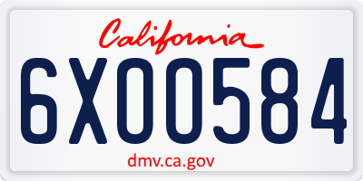 CA license plate 6XOO584