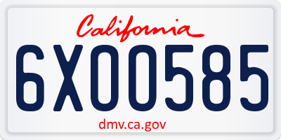 CA license plate 6XOO585
