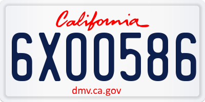 CA license plate 6XOO586